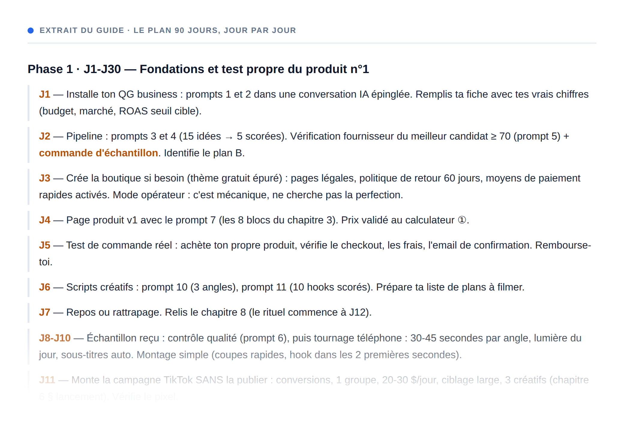 Le plan 90 jours